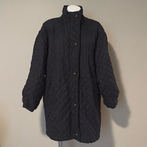 Vintage Talbots Black Quilted Winter Jacket Coat Thermoloft Insulation Large